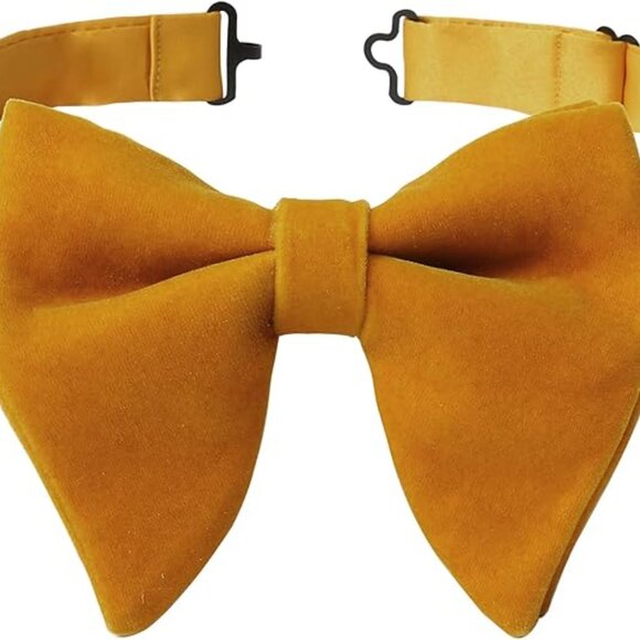 Velvet Bow Ties for Men Set Dark Yellow - Picture 5 of 5